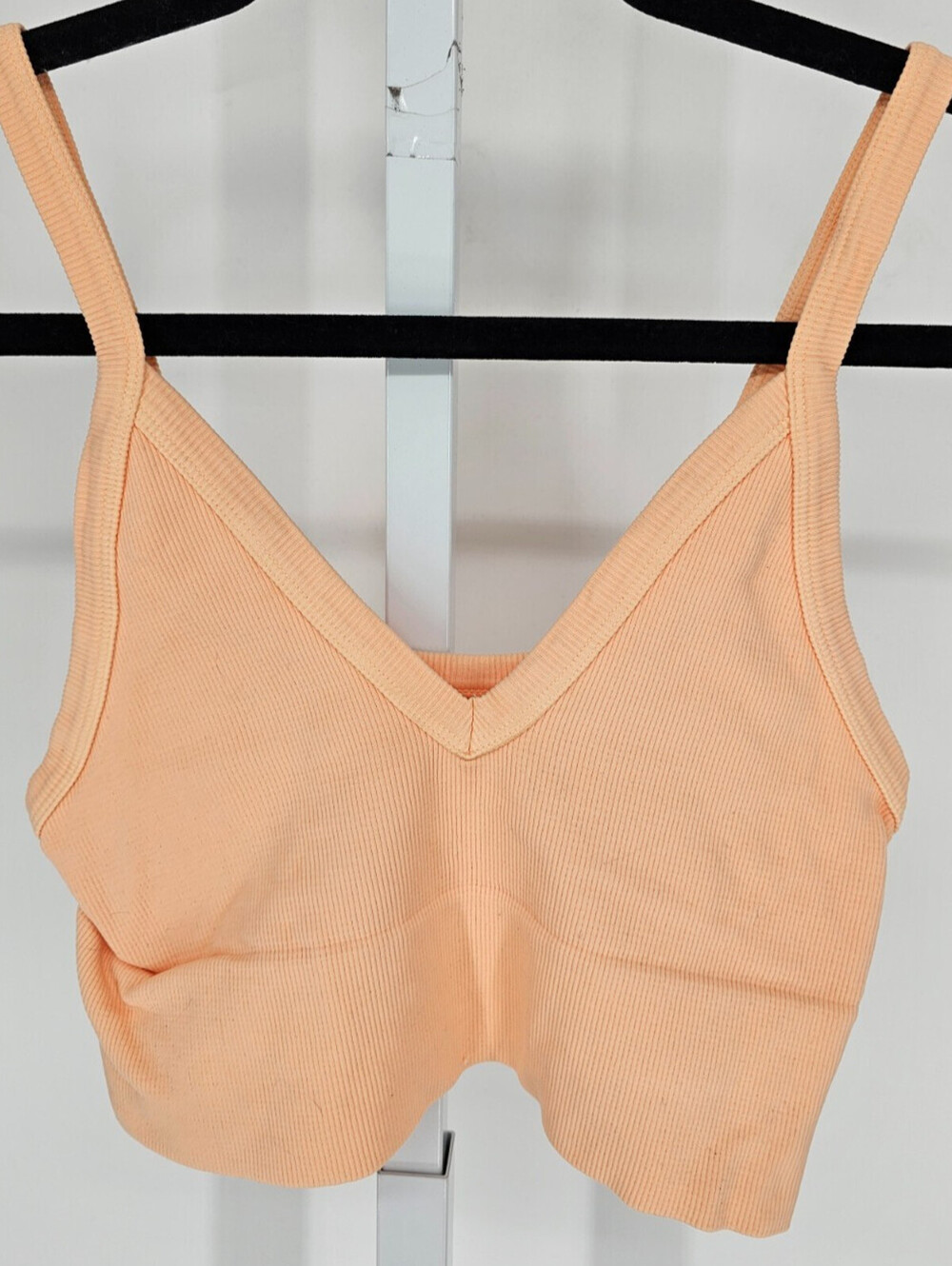 Sunkissed Coconut Womens Sz M Longline Bralette Bra Pastel Orange Ribbed